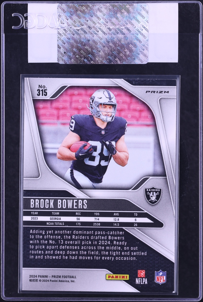 2024 Panini Prizm Red White & Blue Brock Bowers ROOKIE #315 CGC AUTH