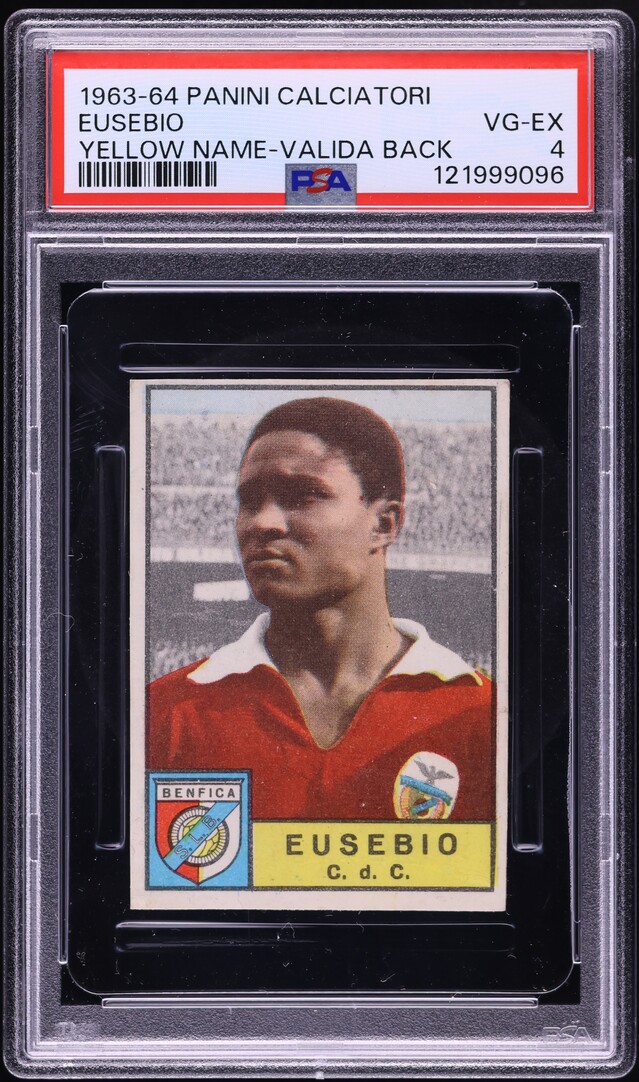 1963 Panini Calciatori Eusebio ROOKIE, YELLOW NAME, VALIDA BACK PSA 4 VGEX