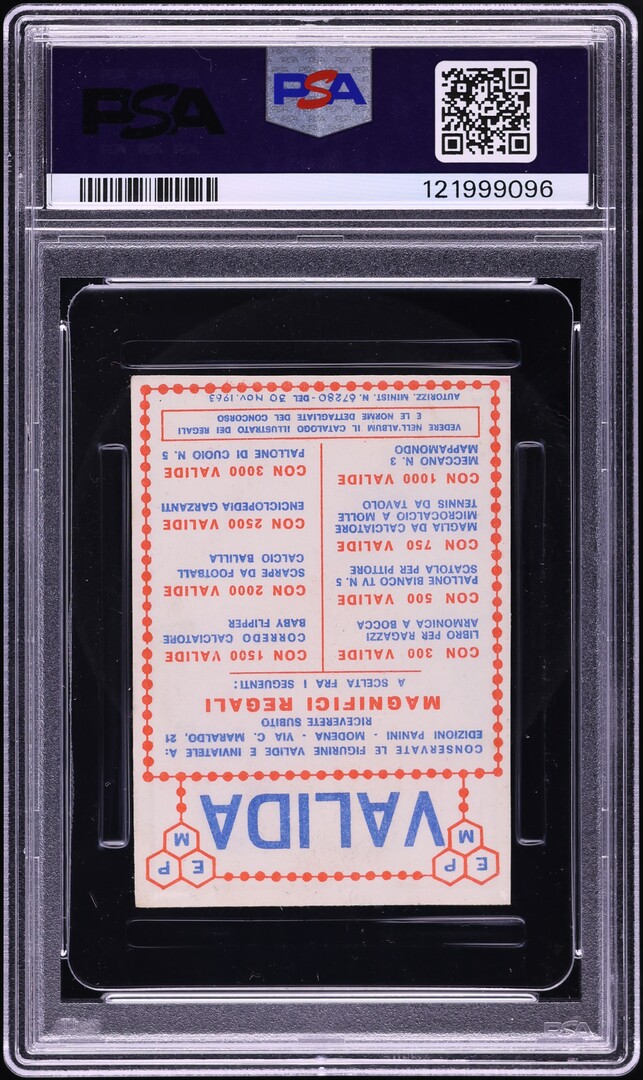 1963 Panini Calciatori Eusebio ROOKIE, YELLOW NAME, VALIDA BACK PSA 4 VGEX