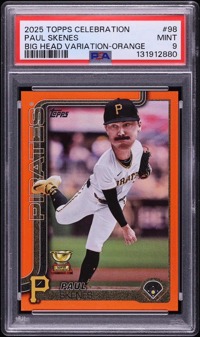 2025 Topps Big Head Variation Orange Paul Skenes /25 #98 PSA 9 MINT