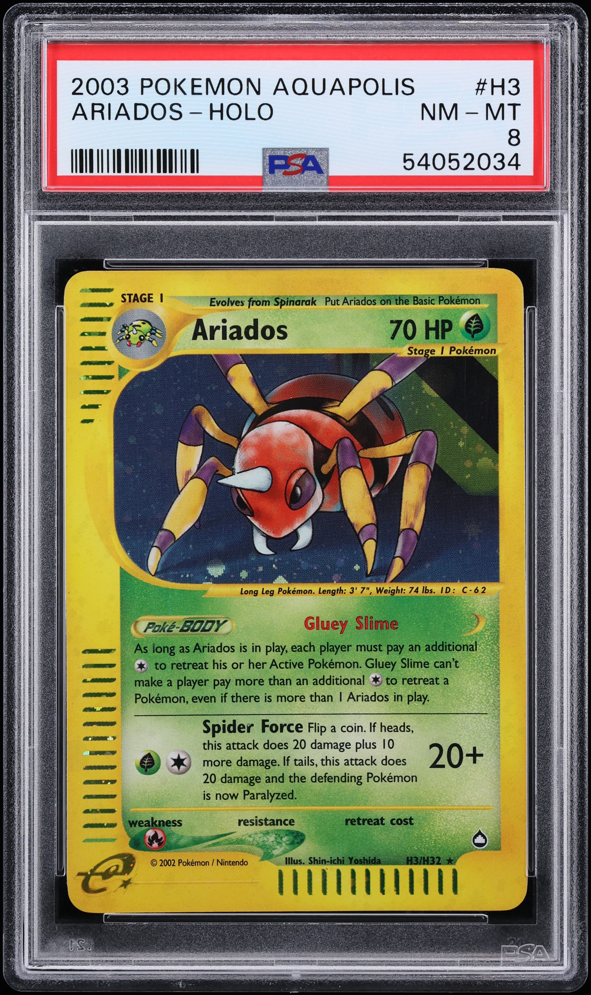 2003 Pokemon Aquapolis Holo Ariados #H3 PSA 8 NM-MT