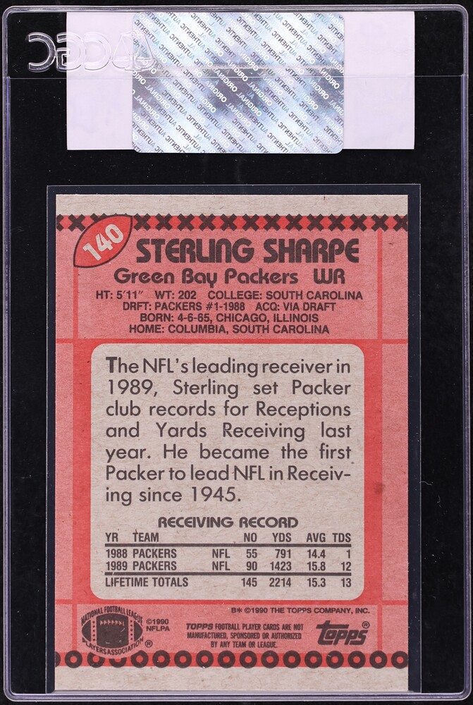 1990 Topps All Pro Sterling Sharpe #140 CGC AUTH