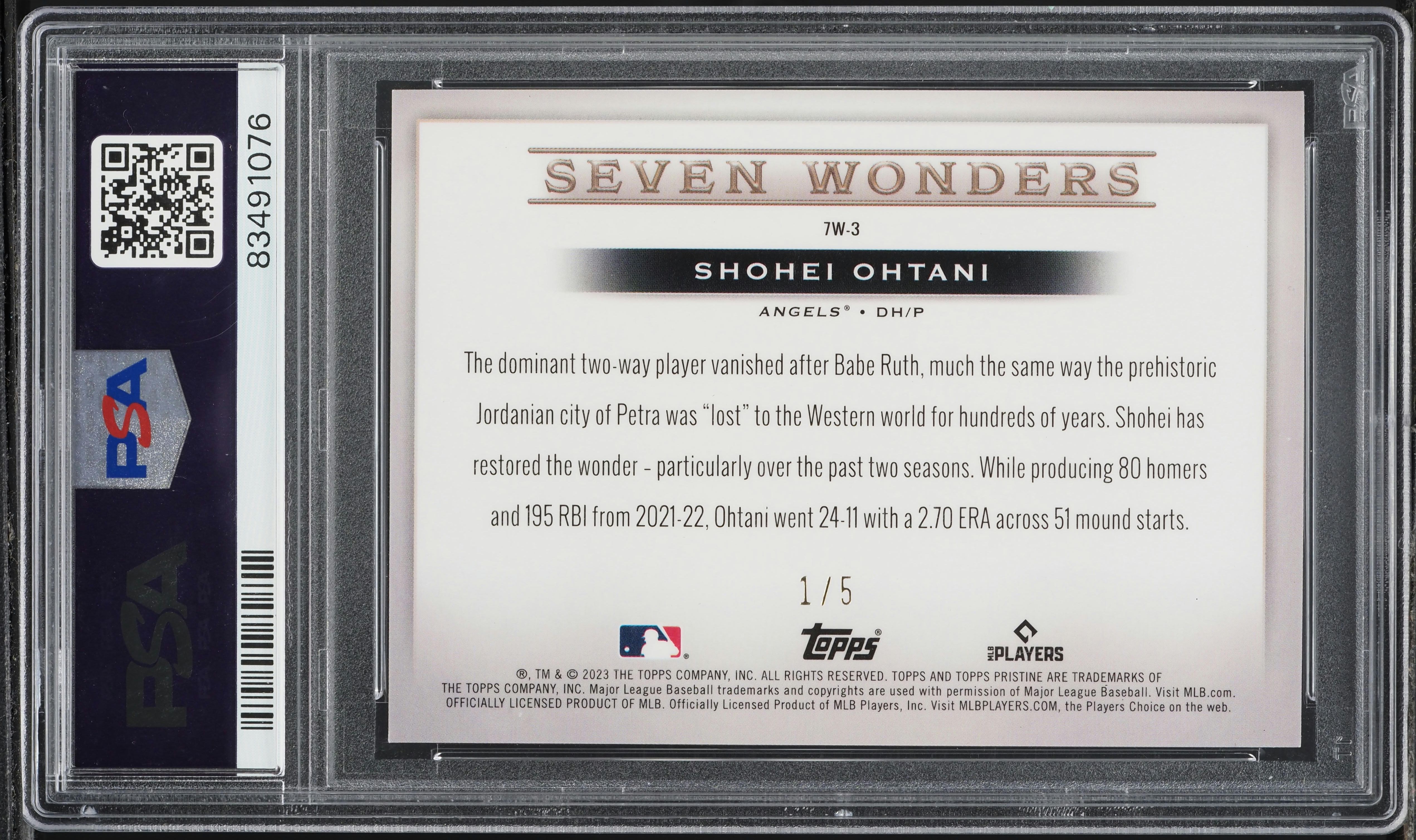 大谷翔平 Topps Pristine Borders Shohei Ohtani 2022 Topps PRISTINE BORDERS Japan Insert Card