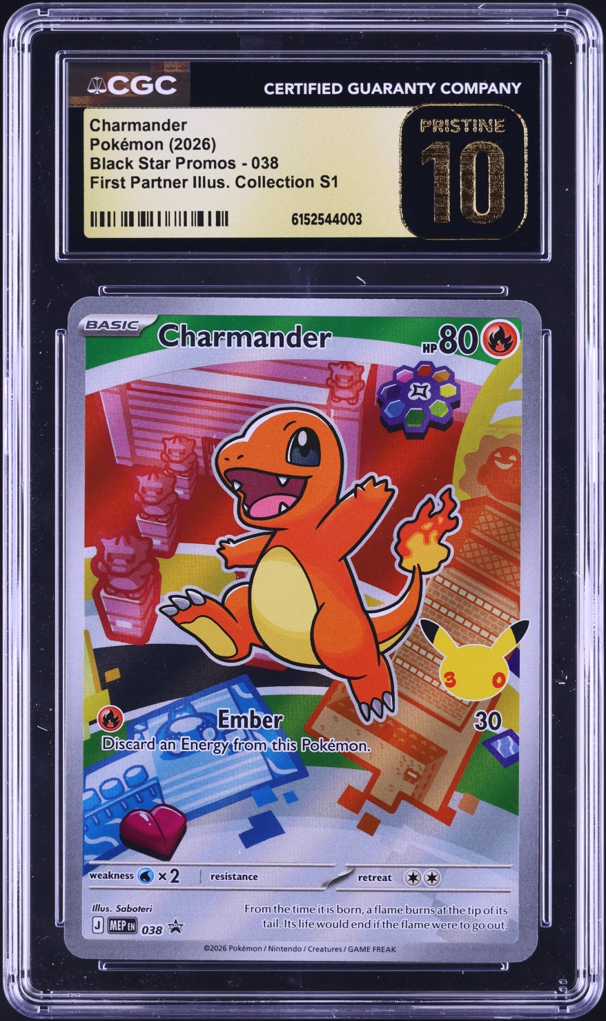 2026 Pokemon Mega Promo First Partner Illustration Full Art Charmander #038 CGC 10 PRISTINE