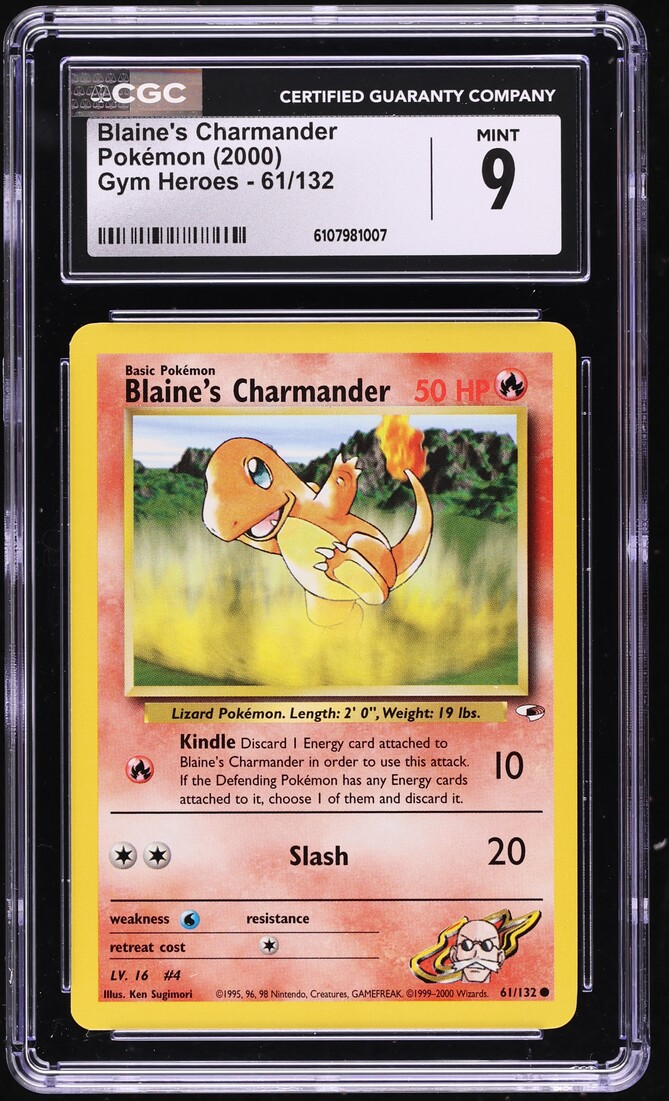 2000 Pokemon Gym Heroes Blaine's Charmander #61 CGC 9 MINT