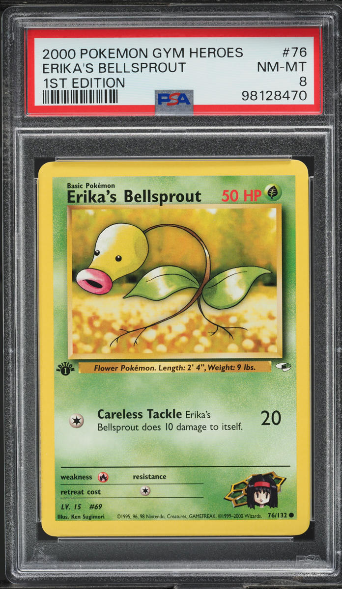 2000 Pokemon Gym Heroes 1st Edition Erika's Bellsprout #76 PSA 8 NM-MT