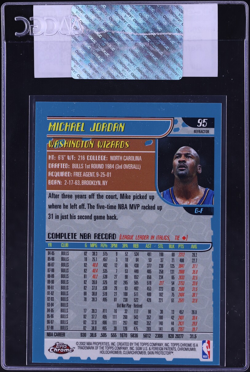 2001 Topps Chrome Refractor Michael Jordan #95 CGC AUTH