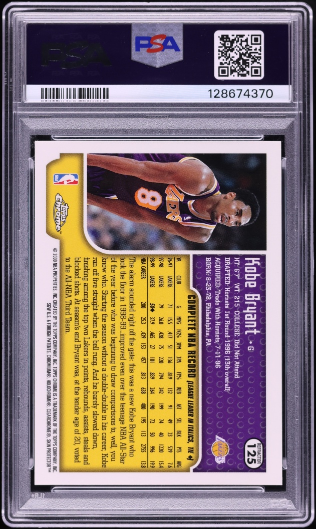1999 Topps Chrome Refractor Kobe Bryant #125 PSA 8 NM-MT