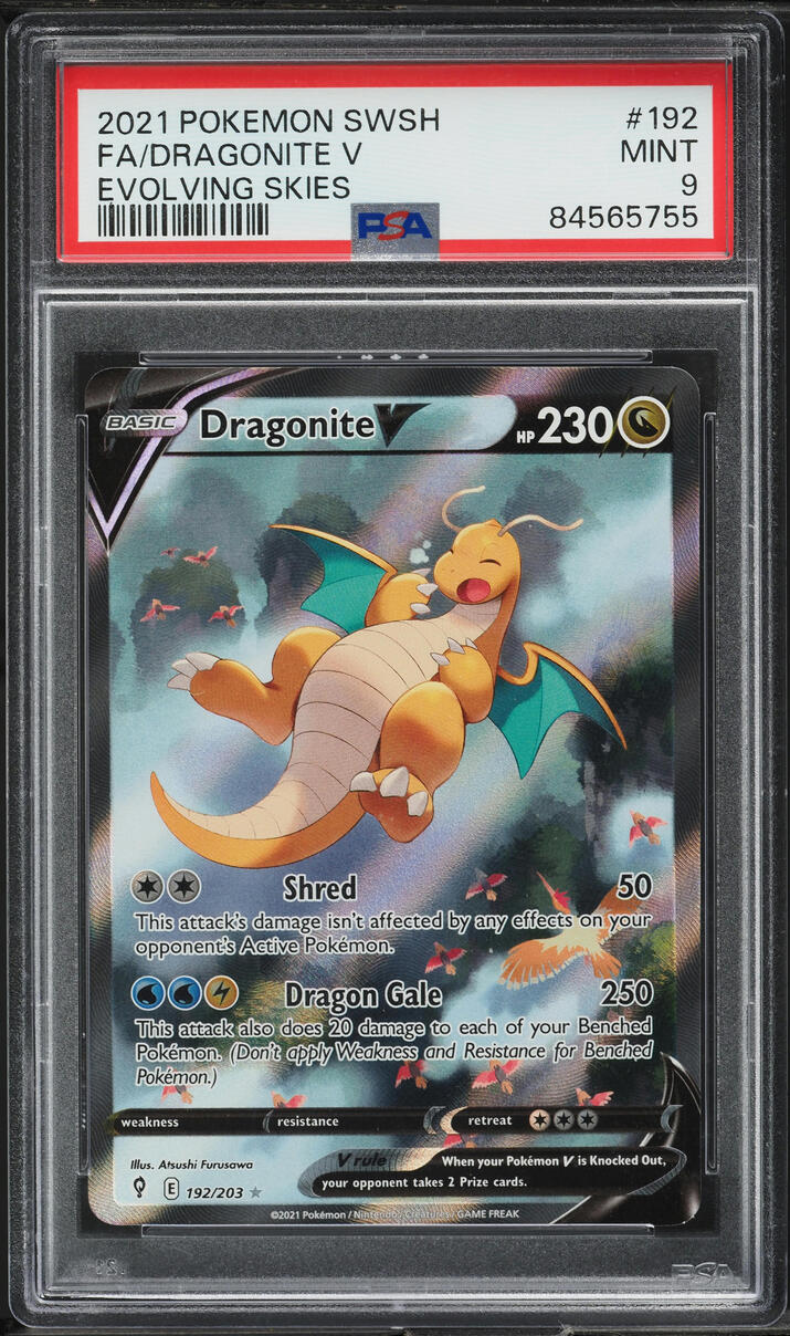 2021 Pokemon SWSH Evolving Skies Alt Art Dragonite V #192 PSA 9 MINT