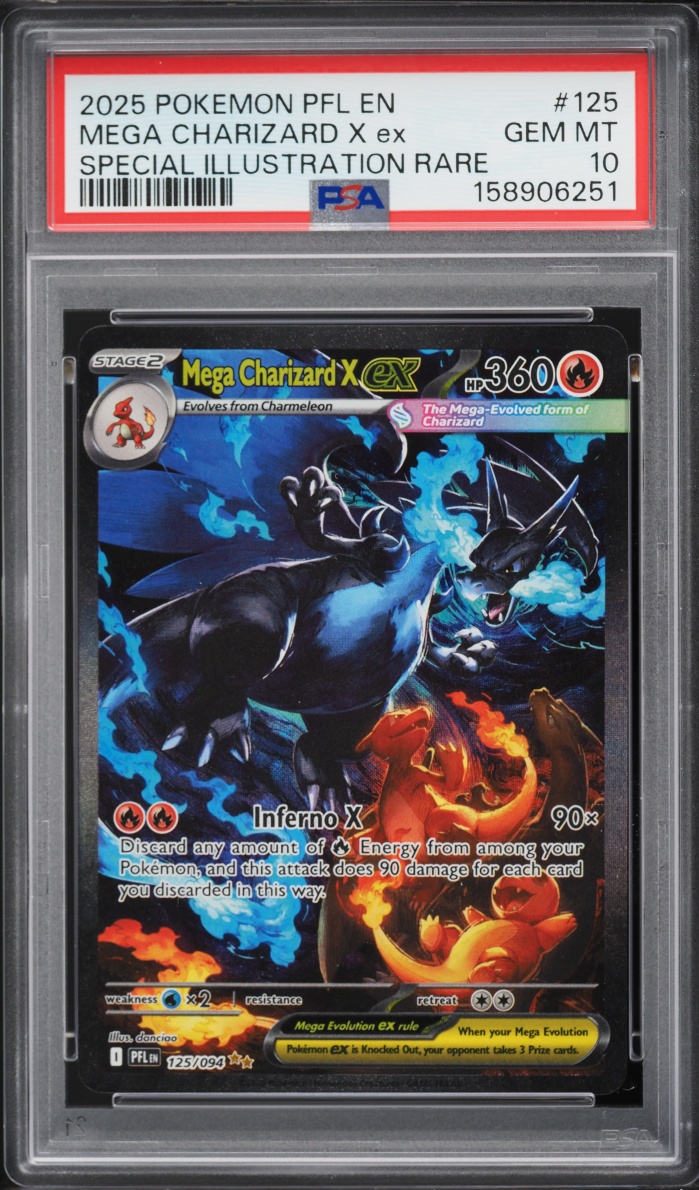 2025 Pokemon Mega Evolution Phantasmal Flames SIR Mega Charizard X Ex #125 PSA 10 GEM MINT