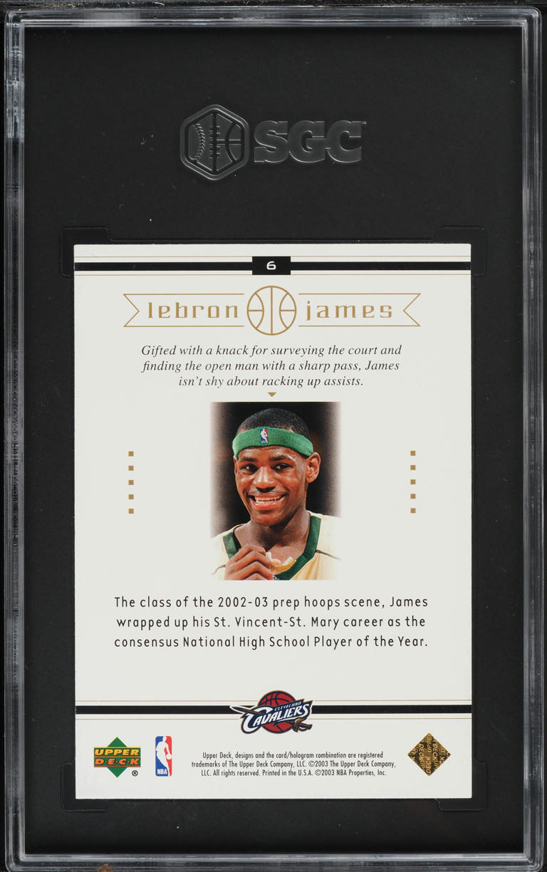 2003 Upper Deck Box Set LeBron James ROOKIE #6 SGC 10 GEM MINT