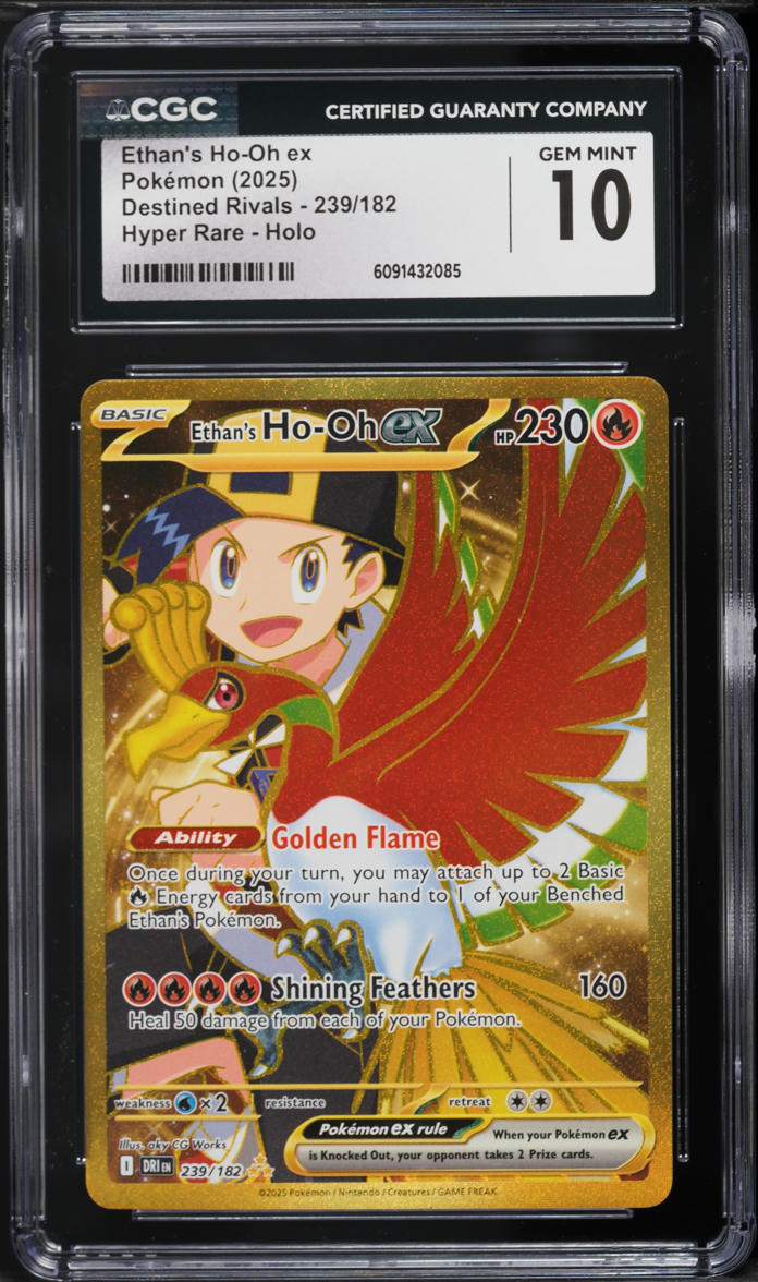 2025 Pokemon Scarlet & Violet Destined Rivals Gold Rare Ethan's Ho-Oh ex #239 CGC 10 GEM MINT