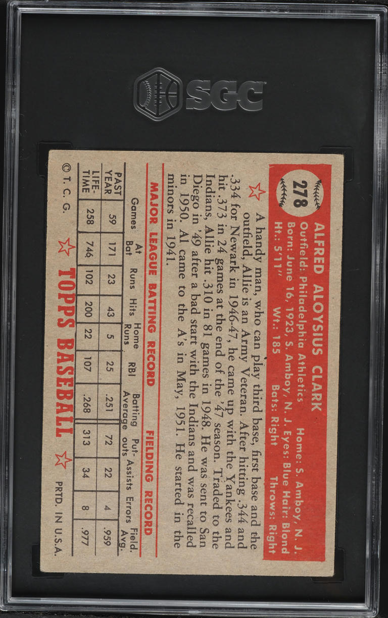 1952 Topps Al Clark #278 SGC 5 EX