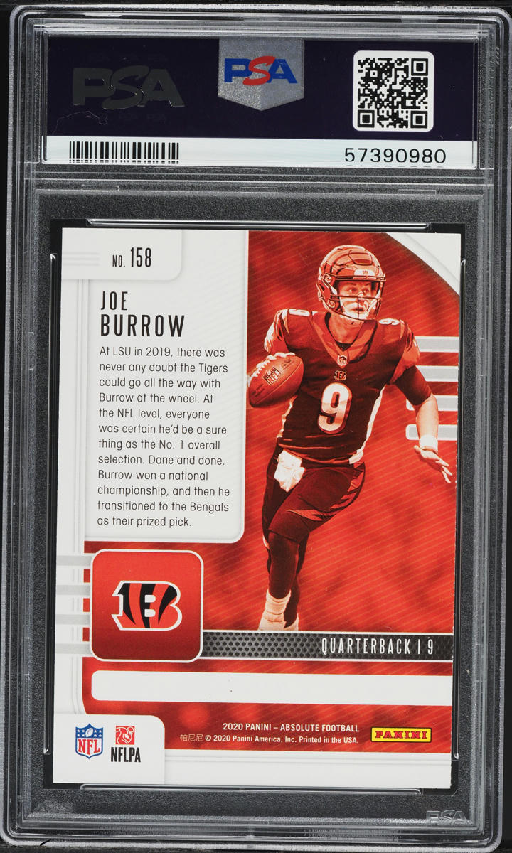 2020 Absolute Yellow Joe Burrow ROOKIE #158 PSA 9 MINT