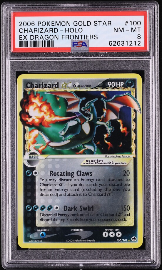 2006 Pokemon EX Dragon Frontiers Holo Charizard Gold Star #100 PSA 8 NM-MT