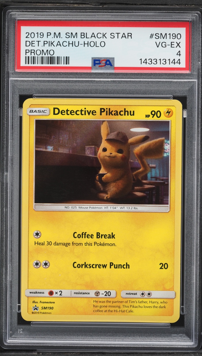 2019 Pokemon Sun & Moon Black Star Promo Holo Detective Pikachu #SM190 PSA 4 VGEX