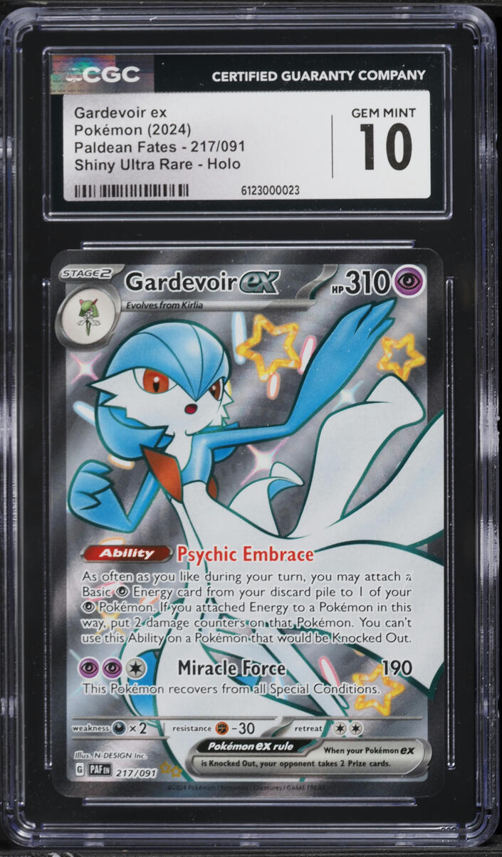 2024 Pokemon Scarlet & Violet Paldean Fates Full Art Shiny Gardevoir ex #217 CGC 10 GEM MINT
