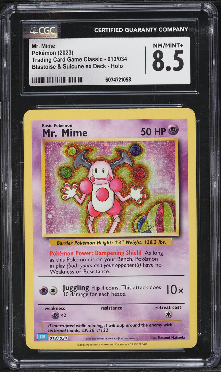 2023 Pokemon TCG Classic Blastoise & Suicune Ex Deck Holo Mr. Mime #13 CGC 8.5 NM-MT+