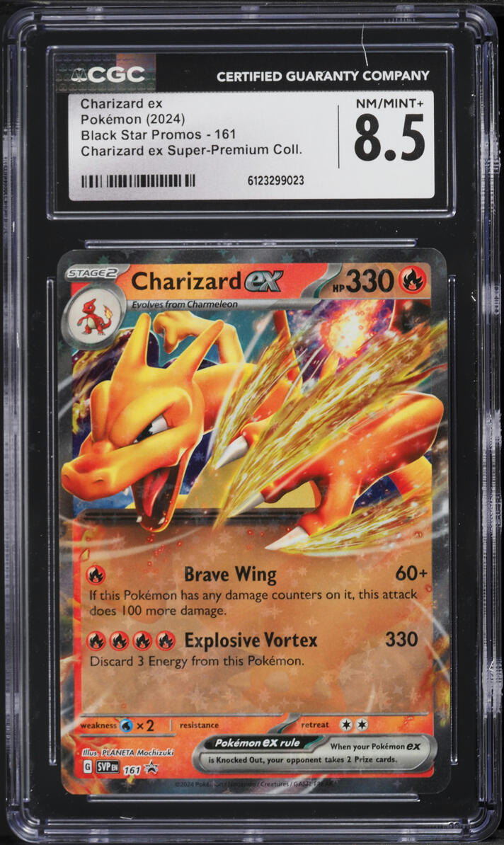 2024 Pokemon Scarlet & Violet Promo Super Premium Holo Charizard ex #161 CGC 8.5 NM-MT+