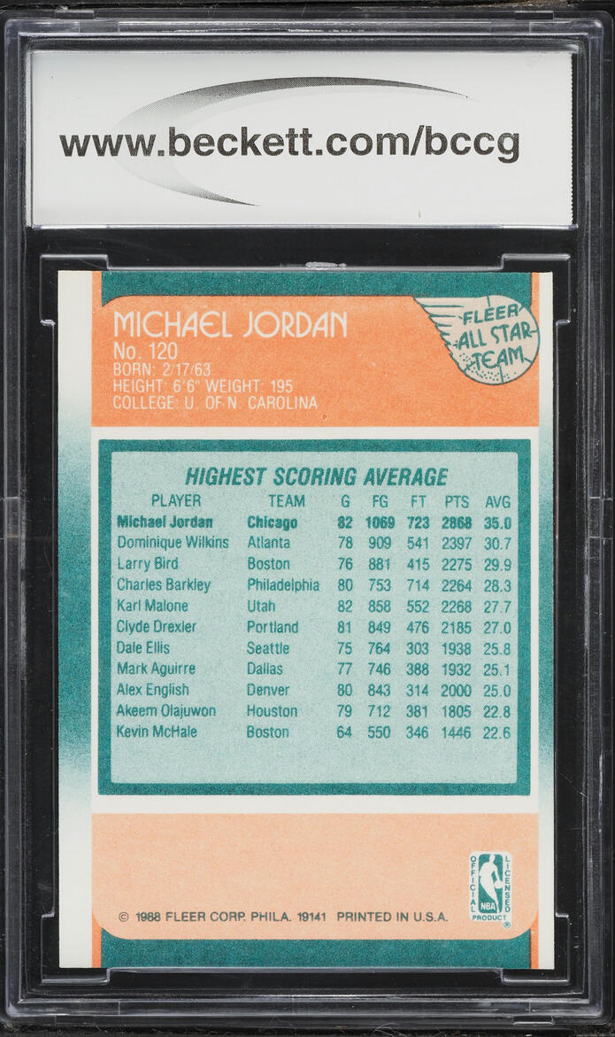 1988 Fleer Basketball Michael Jordan ALL-STAR #120 BCCG 9