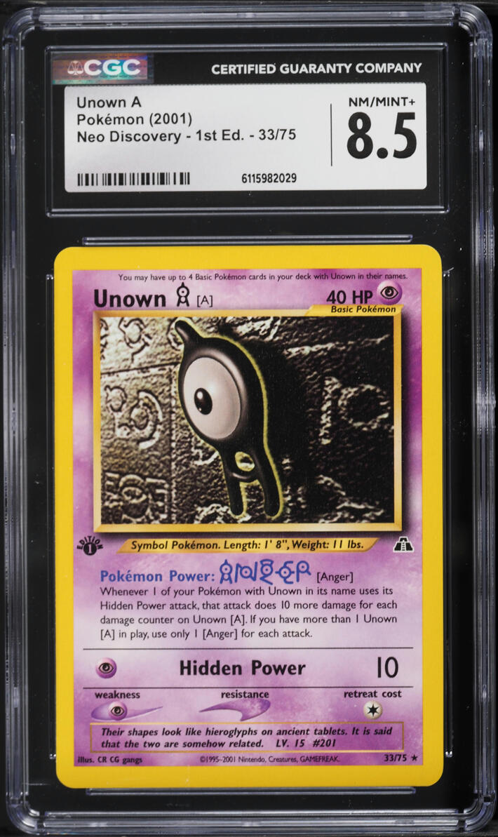 2001 Pokemon Neo Discovery 1st Edition Unown A #33 CGC 8.5 NM-MT+