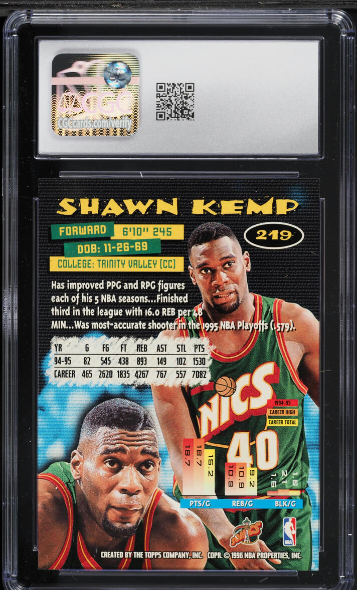 1995 Stadium Club Shawn Kemp #219 CGC 9.5 MINT+