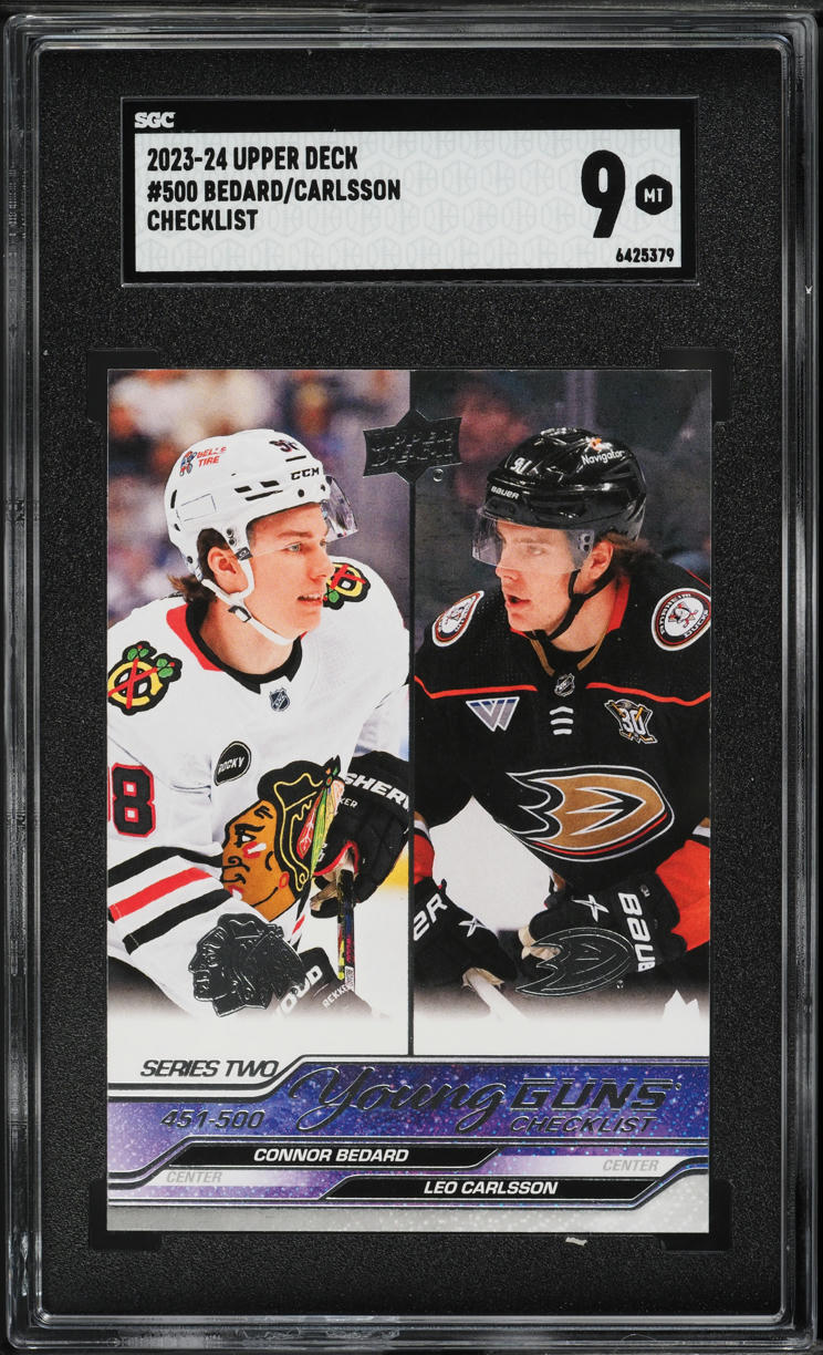 2023 Upper Deck Young Guns Checklist Connor Bedard Leo Carlsson ROOKIE SGC 9