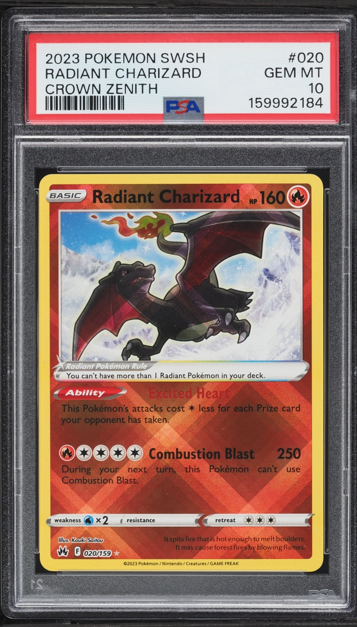 2023 Pokemon Sword & Shield Crown Zenith Holo Radiant Charizard #20 PSA 10 GEM MINT