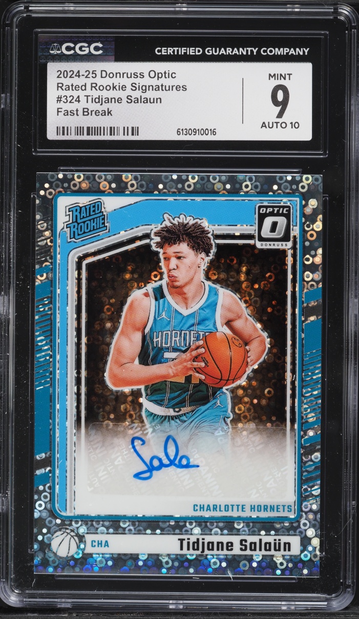 2024 Donruss Optic Rated Signatures Fast Break Tidjane Salaun ROOKIE AUTO #324 CGC 9 MINT