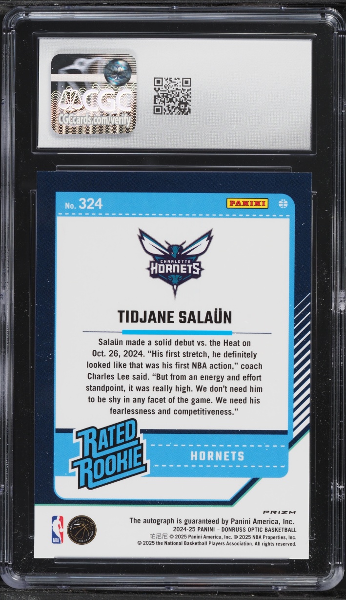 2024 Donruss Optic Rated Signatures Fast Break Tidjane Salaun ROOKIE AUTO #324 CGC 9 MINT