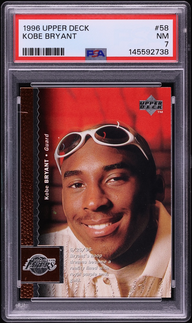 1996 Upper Deck Basketball Kobe Bryant ROOKIE #58 PSA 7 NRMT
