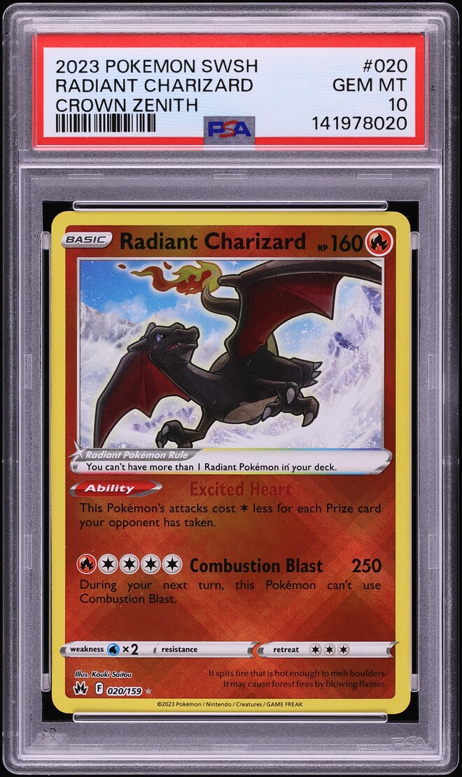 2023 Pokemon Sword & Shield Crown Zenith Holo Radiant Charizard #20 PSA 10 GEM MINT