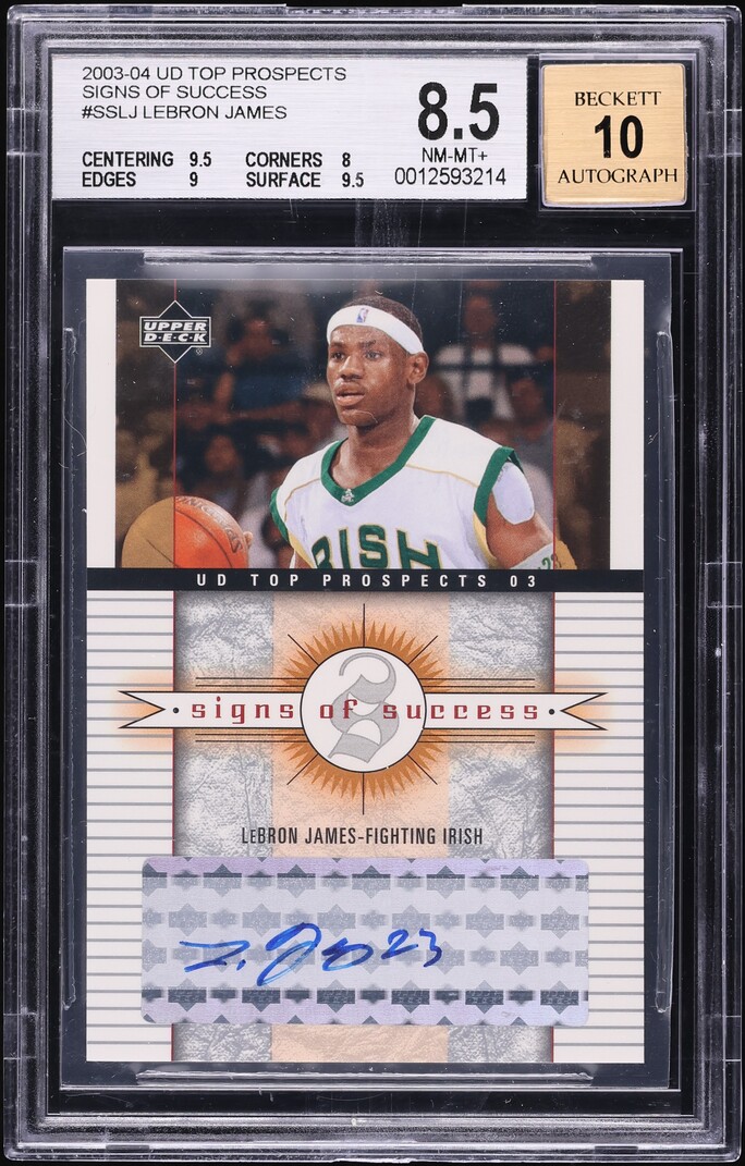 2003 Upper Deck Top Prospects Signs Of Success LeBron James ROOKIE AUTO #SS-LJ BGS 8.5 NM-MT+