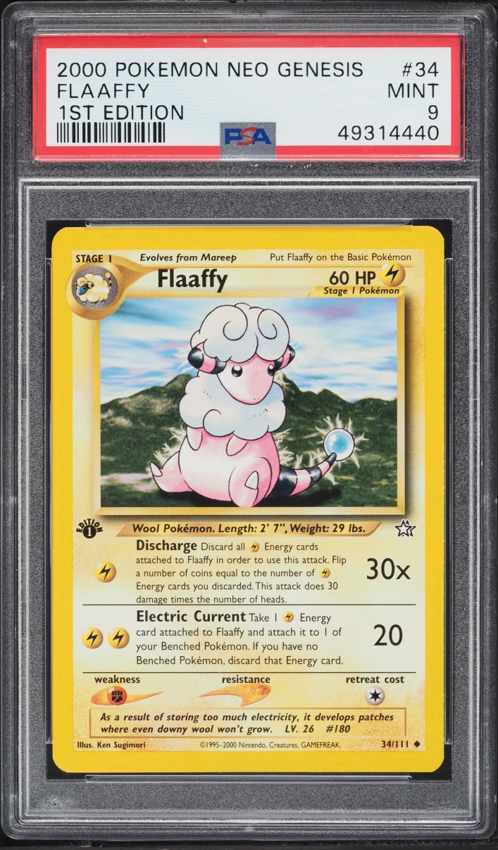 2000 Pokemon Neo Genesis 1st Edition Flaaffy #34 PSA 9 Mint