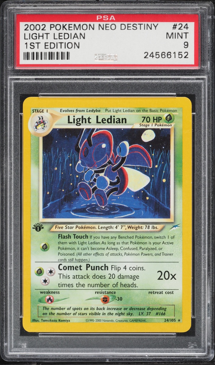 2002 Pokemon Neo Destiny 1st Edition Light Ledian #24 PSA 9 Mint