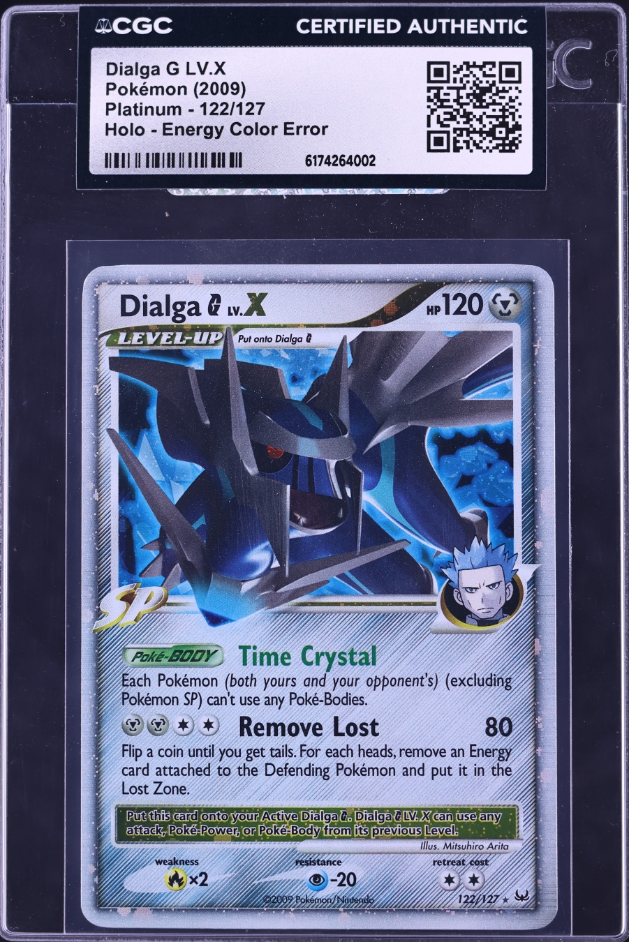 2009 Pokemon Platinum Energy Color Error Holo Dialga G LV.X #122 CGC AUTH