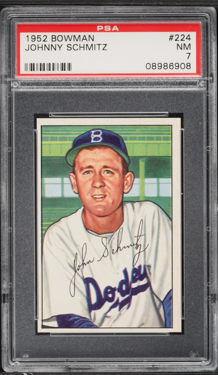 1952 Bowman Johnny Schmitz #224 PSA 7 NRMT