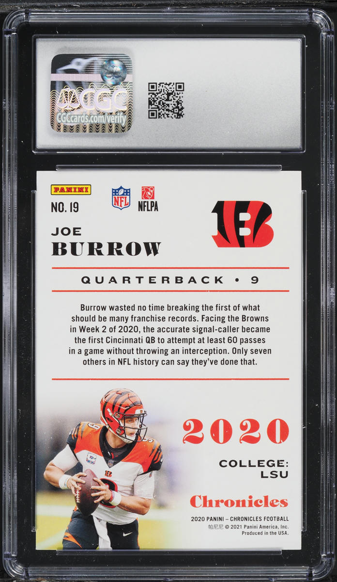 2020 Panini Chronicles Joe Burrow ROOKIE #19 CGC 10 GEM MINT