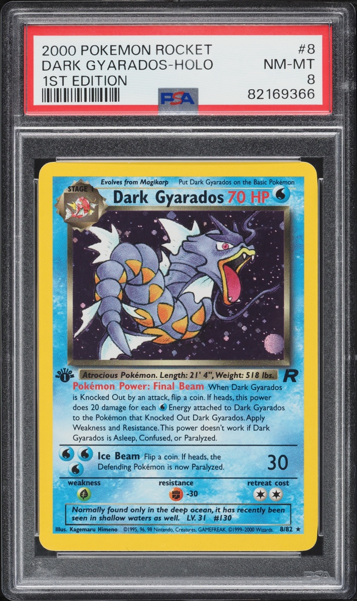 2000 Pokemon Team Rocket 1st Edition Holo Dark Gyarados #8 PSA 8 NM-MT