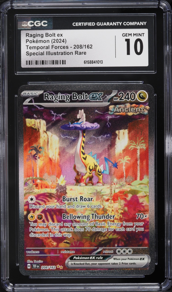 2024 Pokemon Scarlet & Violet Temporal Forces SIR Raging Bolt EX #208 CGC 10 GEM MINT