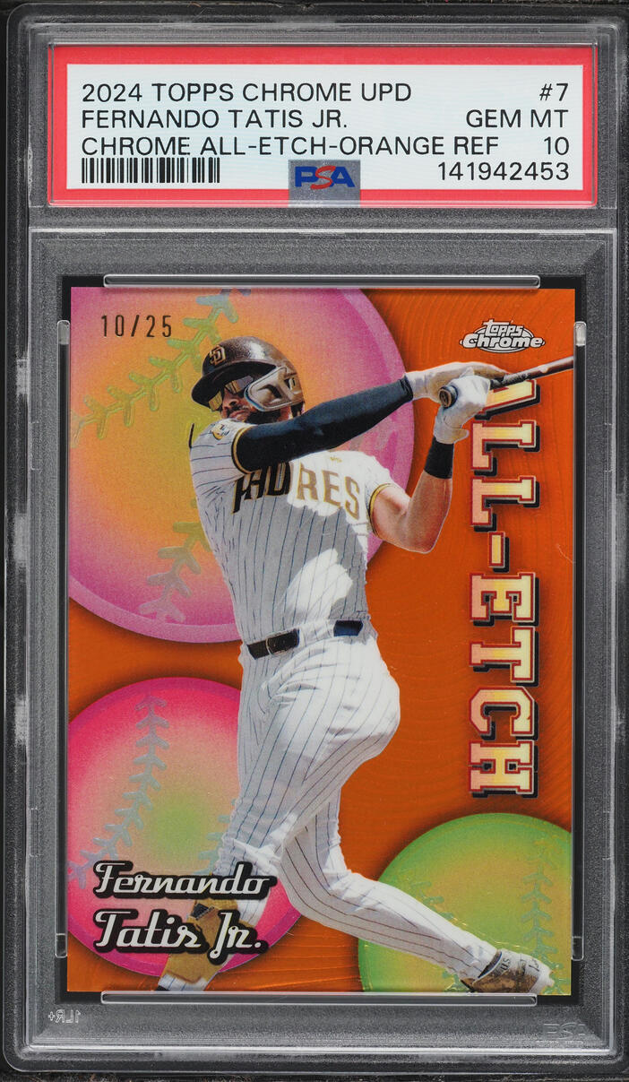2024 Topps Chrome Update All-Etch Orange Refractor Fernando Tatis Jr. /25 #CAEU-7 PSA 10 GEM