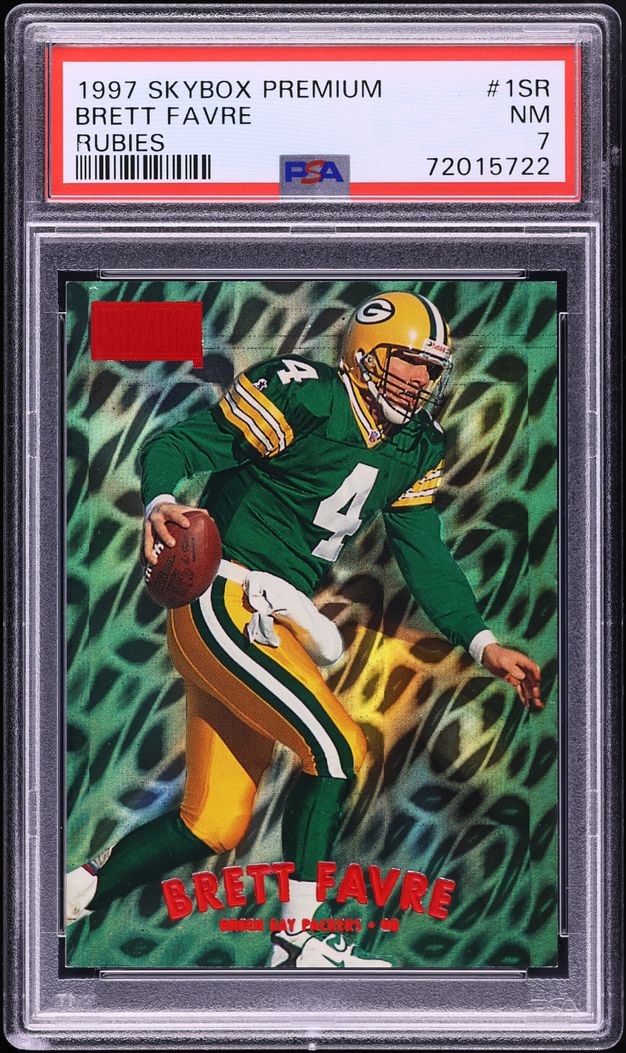 1997 Skybox Premium Rubies Brett Favre JERSEY # 4/50 #1SR PSA 7 NRMT