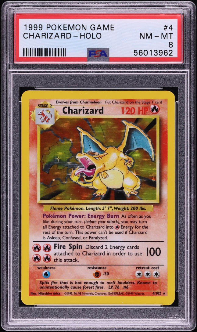 1999 Pokemon Base Set Holo Charizard #4 PSA 8 NM-MT