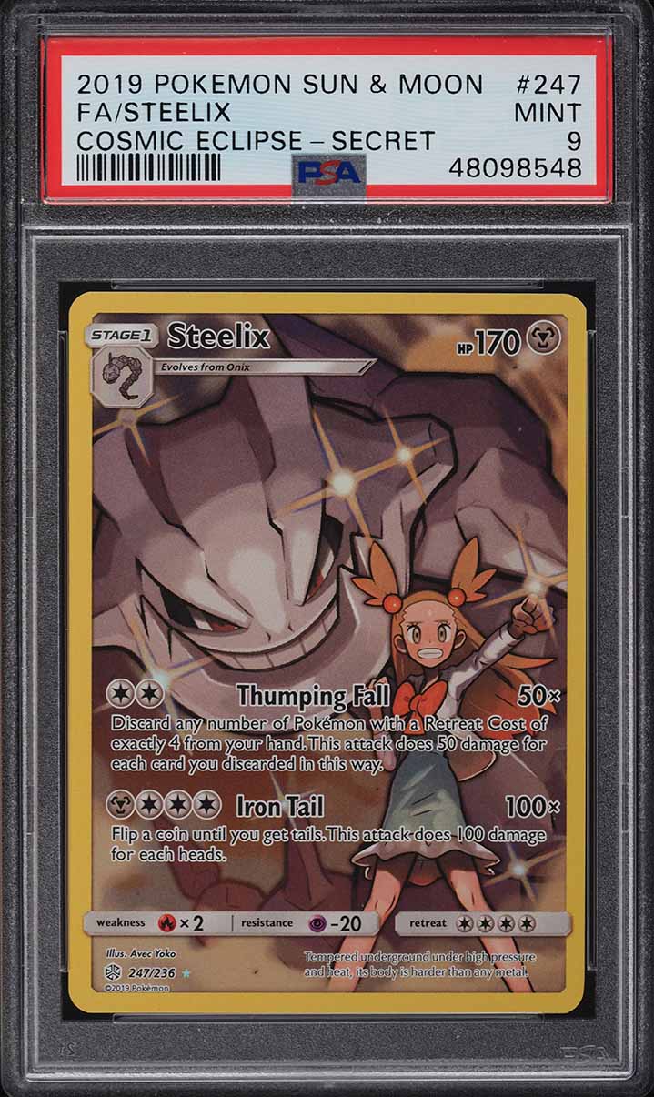 2019 Pokemon Sun & Moon Cosmic Eclipse Secret Full Art Steelix #247 PSA 9 MINT - Main Image