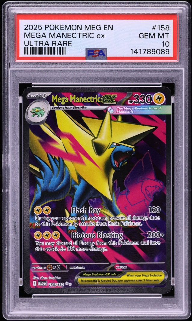 2025 Pokemon Mega Evolution Full Art Mega Manectric ex #158 PSA 10 GEM MINT