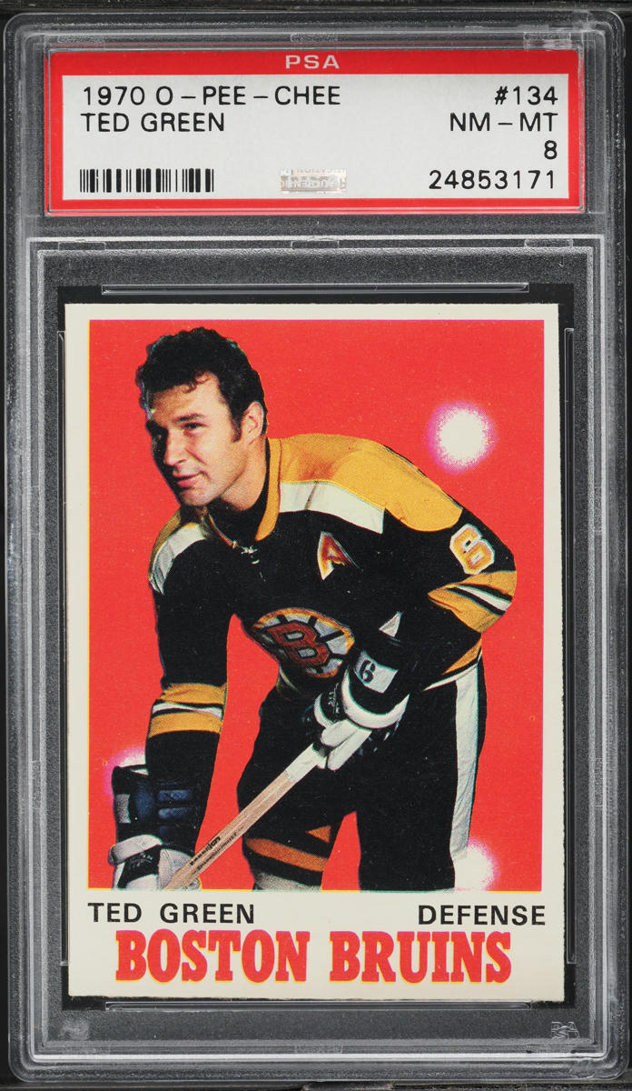 1970 O-Pee-Chee Hockey Ted Green #134 PSA 8 NM-MT