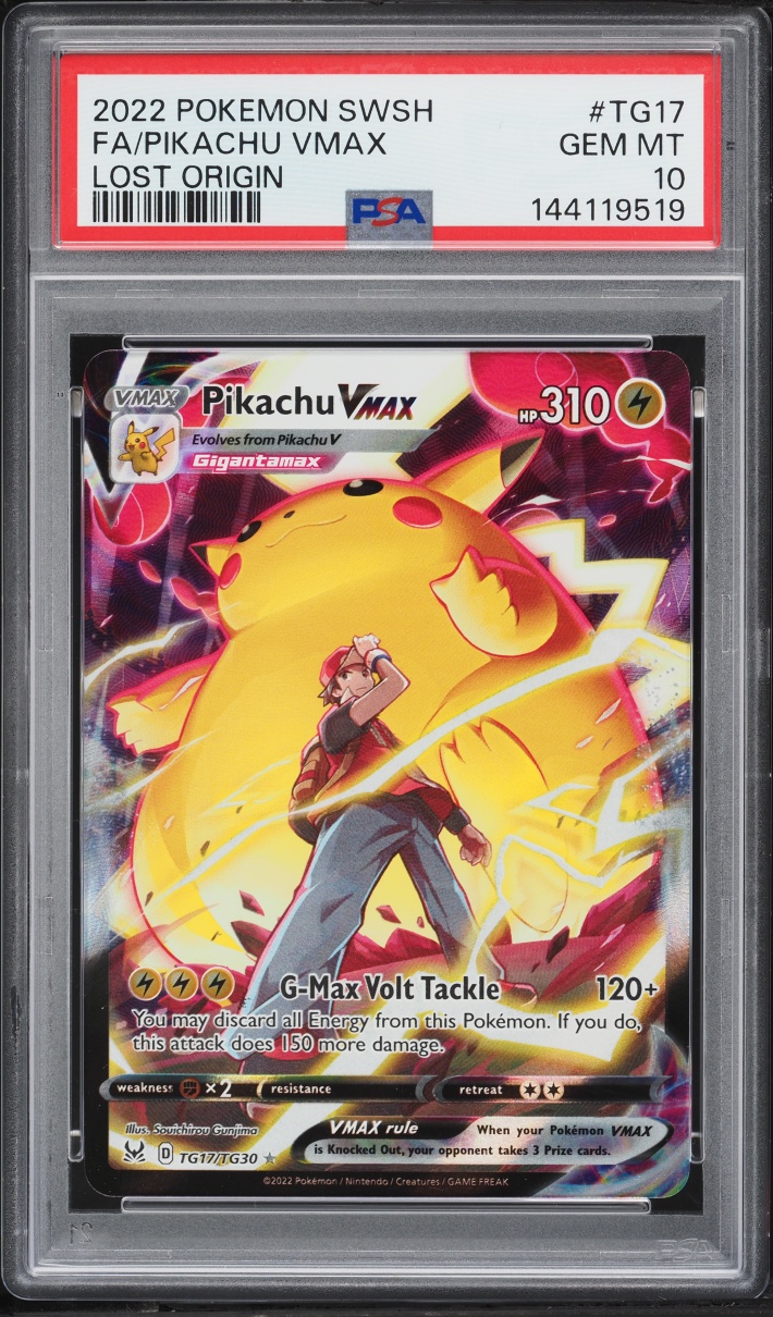 2022 Pokemon Sword & Shield Lost Origin Full Art Pikachu Vmax #TG17 PSA 10 GEM MINT