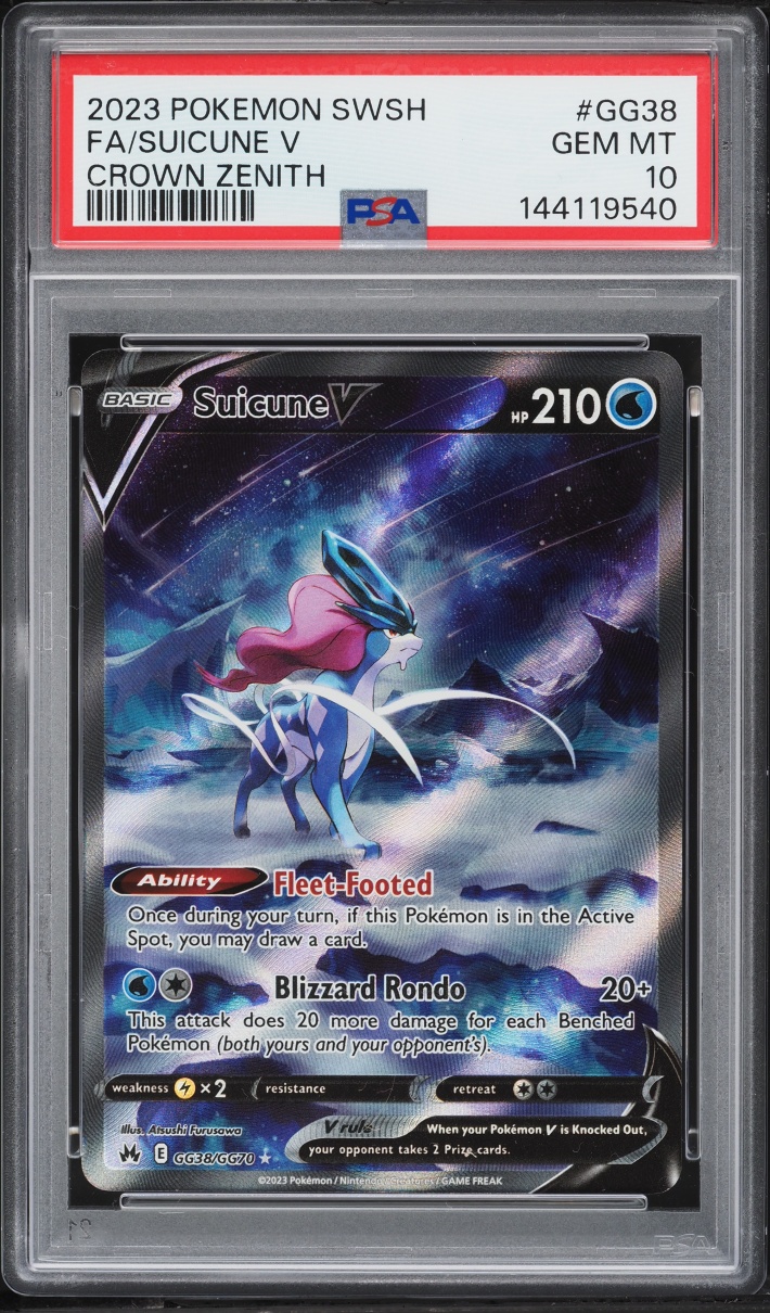2023 Pokemon Sword & Shield Crown Zenith Alt Art Suicune V #GG38 PSA 10 GEM MINT