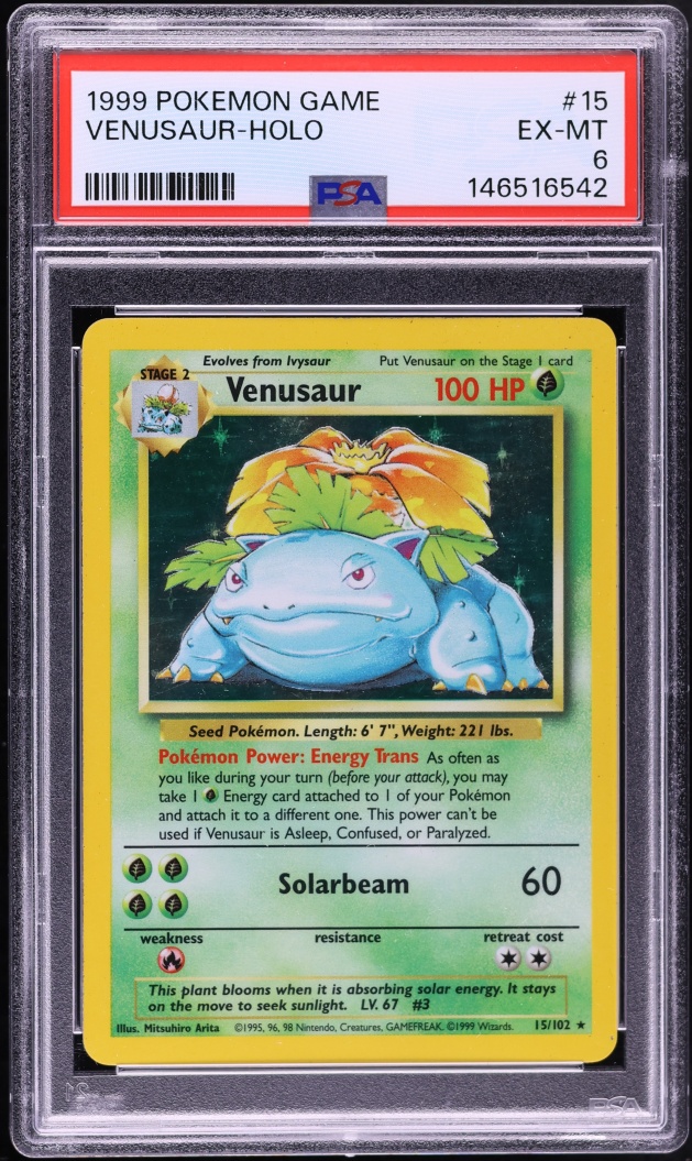 1999 Pokemon Base Set Holo Venusaur #15 PSA 6 EXMT