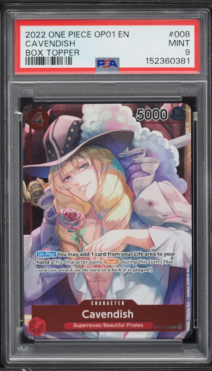 2022 One Piece Romance Dawn Box Topper Cavendish #OP01-008 PSA 9 MINT ...